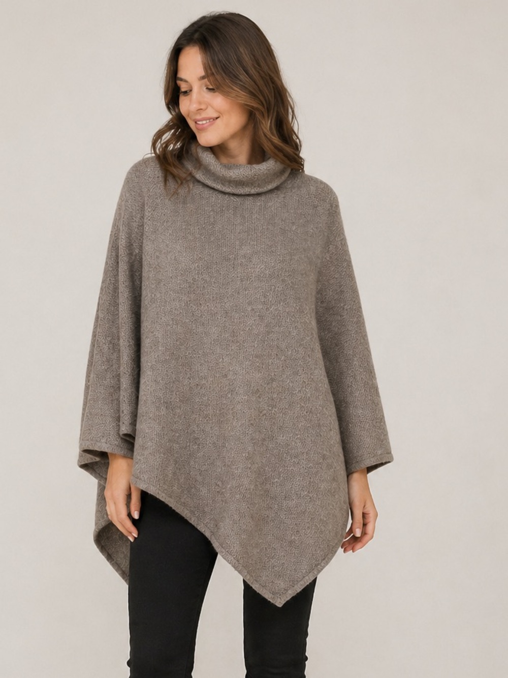 PLY Cashmere taupe gray poncho